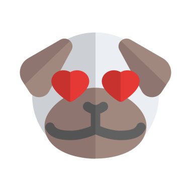 Romantik mutlu pug dog aşık kalp gözleri emoji
