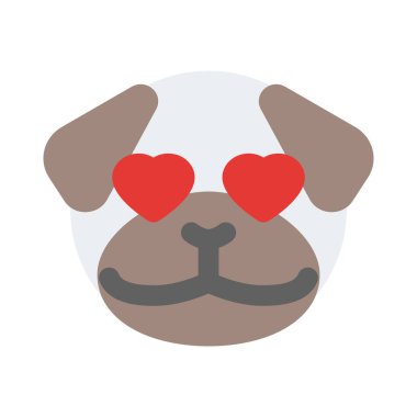 Romantik mutlu pug dog aşık kalp gözleri emoji