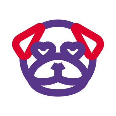 Romantik mutlu pug dog aşık kalp gözleri emoji
