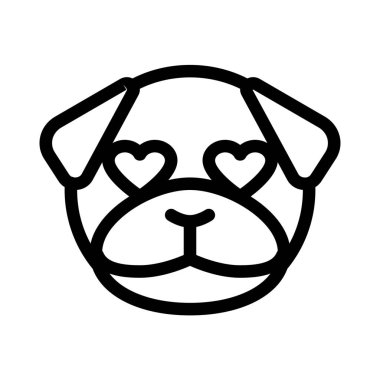 Romantik mutlu pug dog aşık kalp gözleri emoji