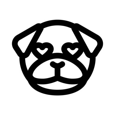 Romantik mutlu pug dog aşık kalp gözleri emoji