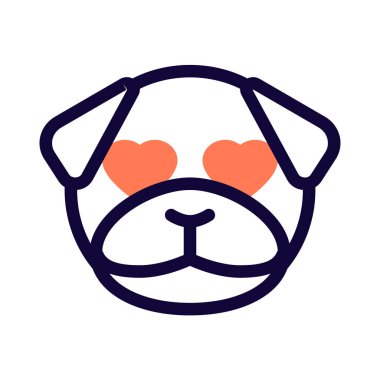 Romantik mutlu pug dog aşık kalp gözleri emoji