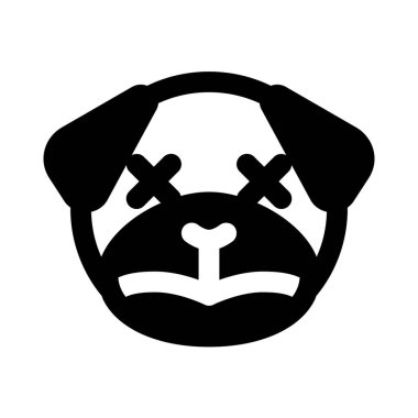 Sakin ve nötr köpek yüz ifadesi emoticori