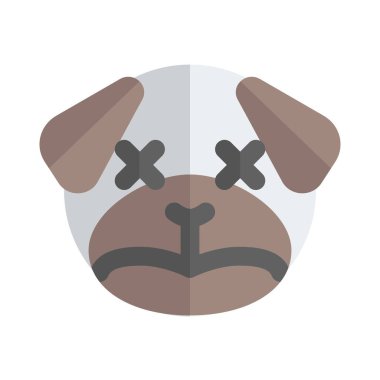 Sakin ve nötr köpek yüz ifadesi emoticori