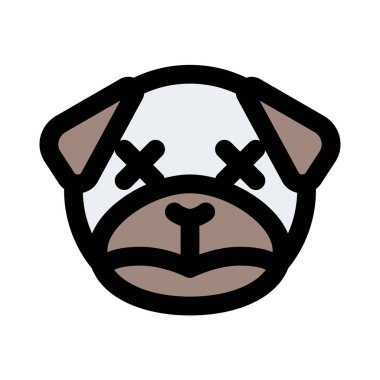 Sakin ve nötr köpek yüz ifadesi emoticori