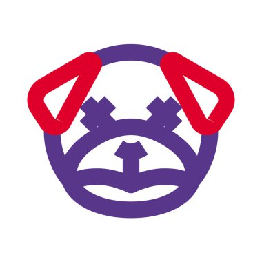 Sakin ve nötr köpek yüz ifadesi emoticori