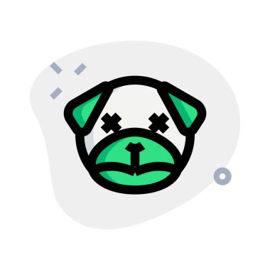 Sakin ve nötr köpek yüz ifadesi emoticori