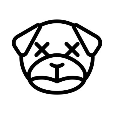 Sakin ve nötr köpek yüz ifadesi emoticori