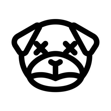 Sakin ve nötr köpek yüz ifadesi emoticori