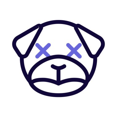 Sakin ve nötr köpek yüz ifadesi emoticori