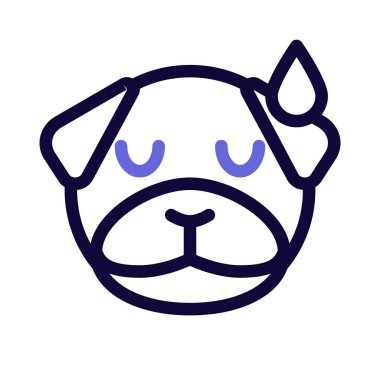 Pug dog soğuk terle yorgun yüz ifadesi