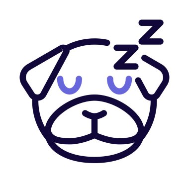 Uyuyan pug dog emoticon resimli temsili kuryede paylaşıldı