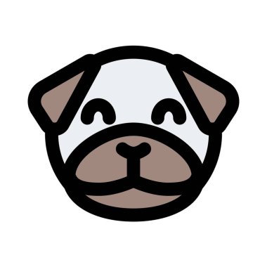 Mutlu gülümseyen köpek suratı, gözleri kapalı emoji.