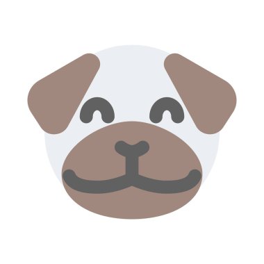 Mutlu gülümseyen köpek suratı, gözleri kapalı emoji.