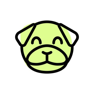 Mutlu gülümseyen köpek suratı, gözleri kapalı emoji.