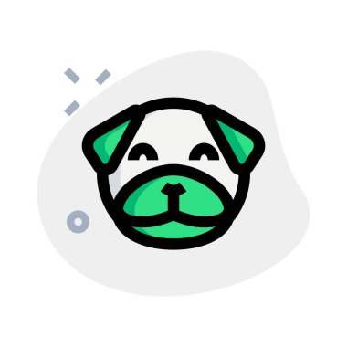 Mutlu gülümseyen köpek suratı, gözleri kapalı emoji.