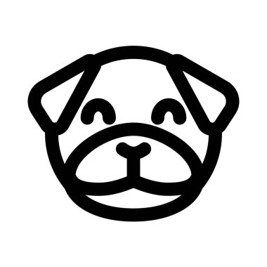 Mutlu gülümseyen köpek suratı, gözleri kapalı emoji.