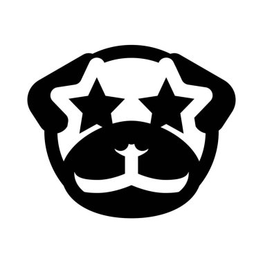 Pug Dog emoticon 'un gözlerine takılmış yıldız.