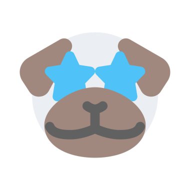 Pug Dog emoticon 'un gözlerine takılmış yıldız.