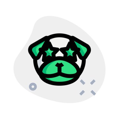 Pug Dog emoticon 'un gözlerine takılmış yıldız.