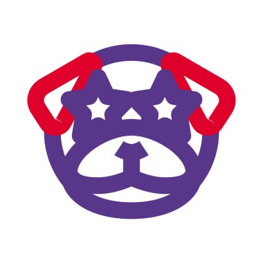 Pug Dog emoticon 'un gözlerine takılmış yıldız.