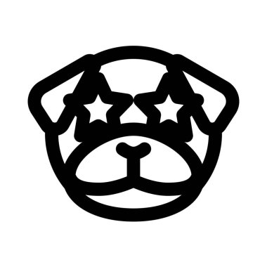 Pug Dog emoticon 'un gözlerine takılmış yıldız.