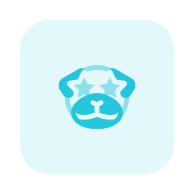 Pug Dog emoticon 'un gözlerine takılmış yıldız.