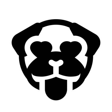 Mutlu pug dog kalp gözleri ve dil çıkartan emojisi