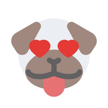 Mutlu pug dog kalp gözleri ve dil çıkartan emojisi