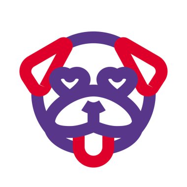 Mutlu pug dog kalp gözleri ve dil çıkartan emojisi