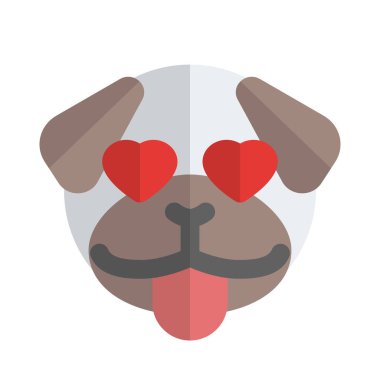 Mutlu pug dog kalp gözleri ve dil çıkartan emojisi