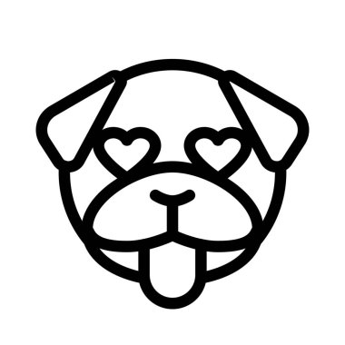 Mutlu pug dog kalp gözleri ve dil çıkartan emojisi
