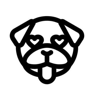 Mutlu pug dog kalp gözleri ve dil çıkartan emojisi