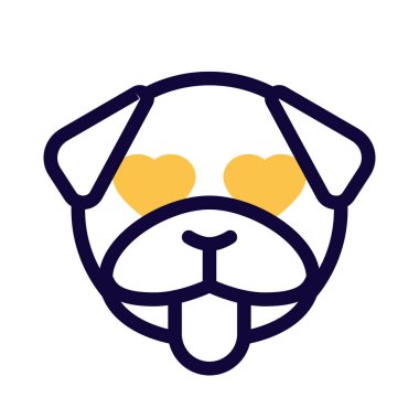 Mutlu pug dog kalp gözleri ve dil çıkartan emojisi