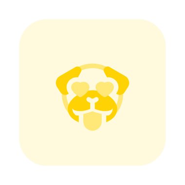 Mutlu pug dog kalp gözleri ve dil çıkartan emojisi