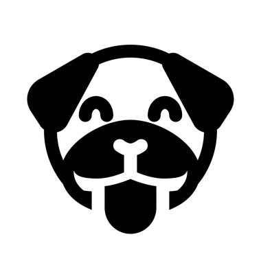 Mutlu gülümseyen köpek suratlı, dilsiz emojili.