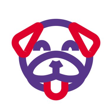 Mutlu gülümseyen köpek suratlı, dilsiz emojili.