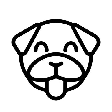 Mutlu gülümseyen köpek suratlı, dilsiz emojili.