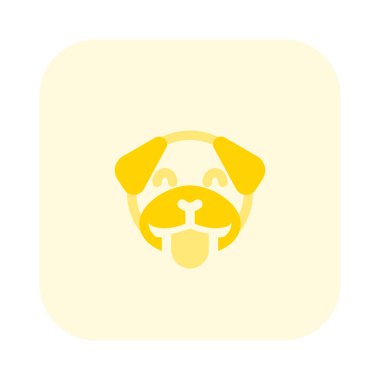 Mutlu gülümseyen köpek suratlı, dilsiz emojili.