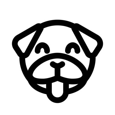 Mutlu gülümseyen köpek suratlı, dilsiz emojili.