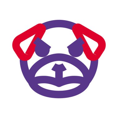 Kızgın suratlı ve kaşlarını kaldırmış köpek emojisi.