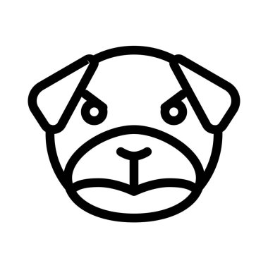 Kızgın suratlı ve kaşlarını kaldırmış köpek emojisi.