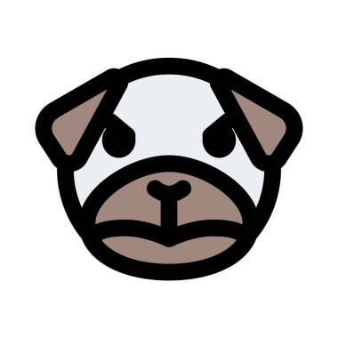 Kızgın suratlı ve kaşlarını kaldırmış köpek emojisi.