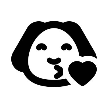 İnternette paylaşılan kalple üfleyen köpek emojisi.