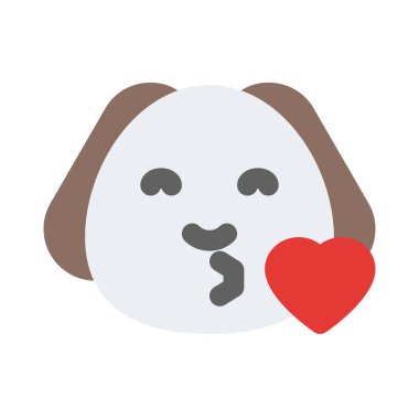İnternette paylaşılan kalple üfleyen köpek emojisi.