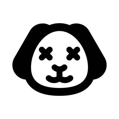 Yavru köpek nötr sahnede şaşı gözlerle