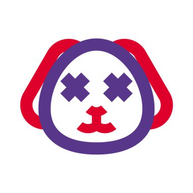 Yavru köpek nötr sahnede şaşı gözlerle