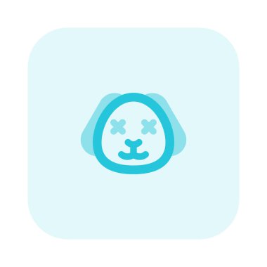 Yavru köpek nötr sahnede şaşı gözlerle