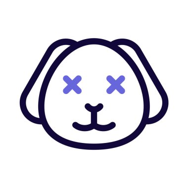 Yavru köpek nötr sahnede şaşı gözlerle