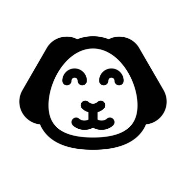 Mutlu gülümseyen köpek yüzlü, gözleri kapalı.